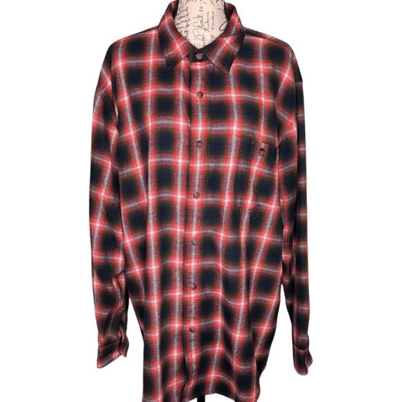 Blue Mountain NWOT Mens Long Sleeve Button Up Flannel Size XL Red/Black Plaid - Picture 1 of 6